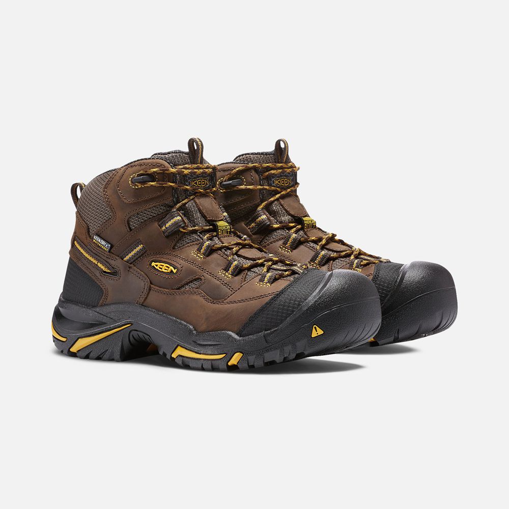 Botas de Trabajo Keen Mexico Marrom - Hombre Braddock Waterproof Mid (Steel Toe) - FQ4975860